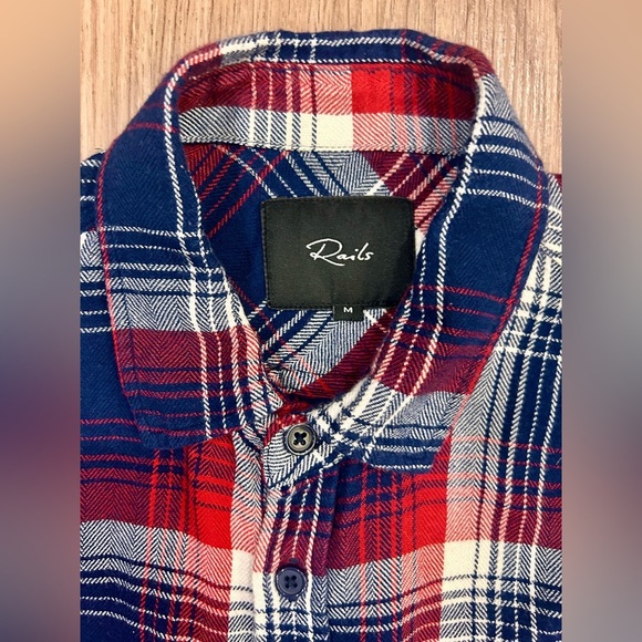 Rails Plaid Lennox Button Up Shirt Top M Navy Red - Picture 3 of 9